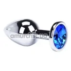 Анальная пробка с синим кристаллом Loveshop Seamless Butt Plug S, серебряная - Фото №1