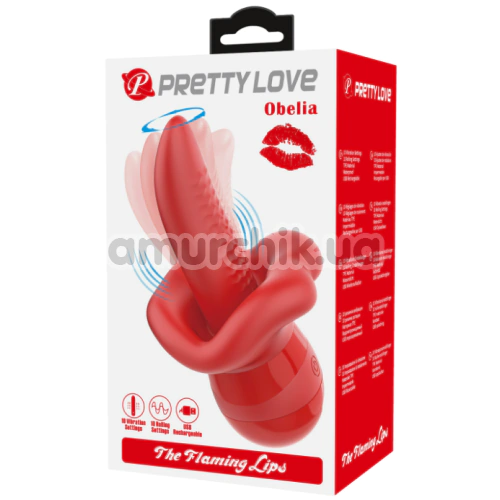 Симулятор орального секса для женщин с вибрацией Pretty Love Obelia, красный
