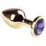 Анальная пробка с сиреневым кристаллом SWAROVSKI Gold Lilac Middle, золотая