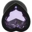 Анальная пробка с сиреневым кристаллом Silicone Jewelled Butt Plug Heart Small, черная - Фото №3