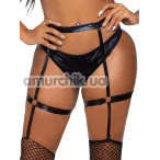 Пояс для чулок Leg Avenue Money Maker Wet Look Garter Butt Harness, черный - Фото №1