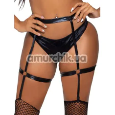 Пояс для чулок Leg Avenue Money Maker Wet Look Garter Butt Harness, черный - Фото №1