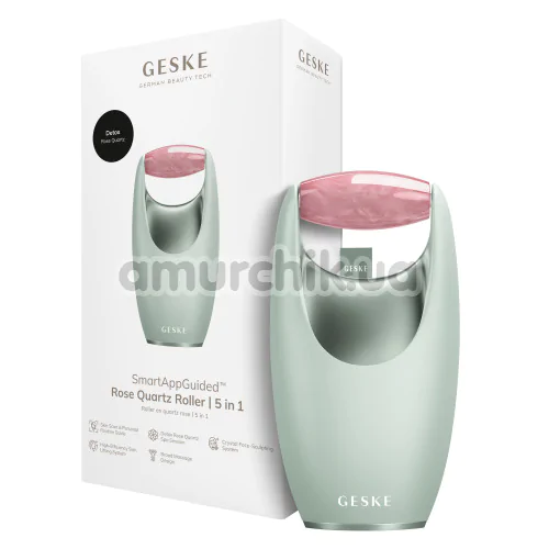 Роликовый массажер для лица Geske Rose Quartz Roller 5 in 1, зеленый