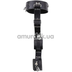 Нашийник з фіксаторами для рук DS Fetish Collar With Handscuff, чорний - Фото №1