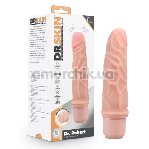 Вібратор Dr. Skin Silicone Dr. Robert 7, тілесний