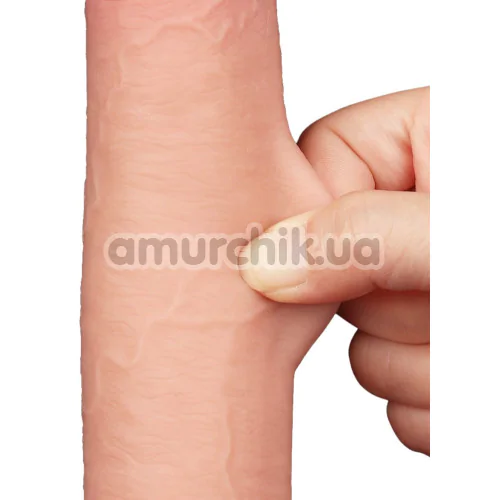 Фаллоимитатор Sliding-Skin Dual Layer Dong 9 с мошонкой, телесный