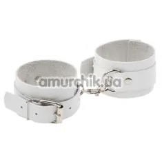 Фіксатори для рук sLash Leather Standart Hand Cuffs, білі - Фото №1
