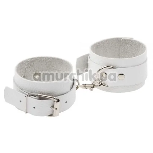 Фіксатори для рук sLash Leather Standart Hand Cuffs, білі - Фото №1