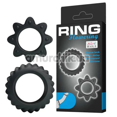 Набор из 2 эрекционных колец Ring Flowering, черный