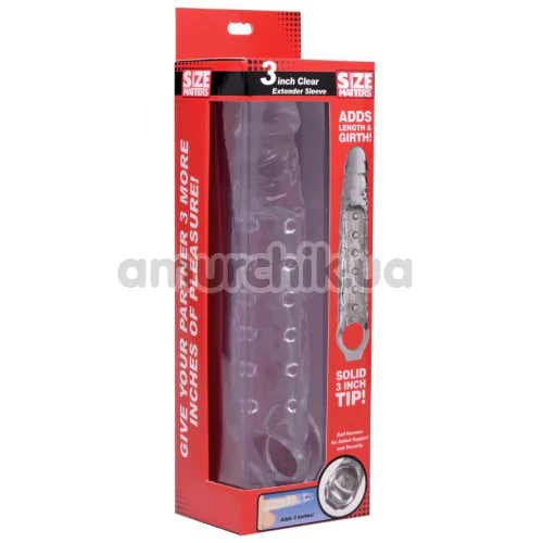Насадка на пеніс Size Matters 3 Inch Clear Extender Sleeve, прозора