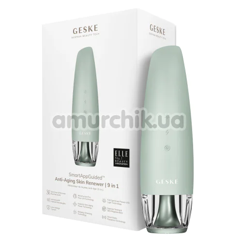 Микротоковый LED-излучатель для восстановления кожи лица Geske Anti-Aging Skin Renewer 9 in 1, зеленый