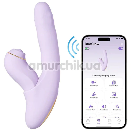 Вибратор с толчками, пульсацией и подогревом Svakom DuoGlow, фиолетовый - Фото №1