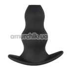 Анальная пробка Hollow Silicone Butt Plug, черная - Фото №1