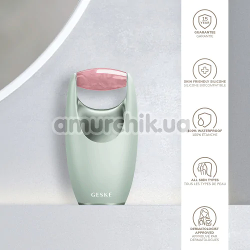 Роликовый массажер для лица Geske Rose Quartz Roller 5 in 1, зеленый