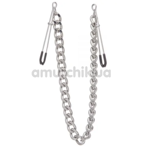 Затискачі для сосків з широком ланцюжком Lucky Bay Nipple Play Chain Heavy Metall, срібні - Фото №1