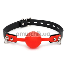 Кляп з кільцями DS Fetish Silicone Ball Gag, червоний - Фото №1