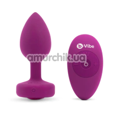 Анальна пробка з вібрацією B-Vibe Vibrating Jewel Plug S/M, малинова - Фото №1