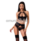 Комплект Passion Free Your Senses Scarlet Set, чорний: бюстгальтер-топ + трусики-стрінги + пояс для панчіх - Фото №1