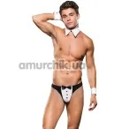 Костюм офіціанта Tuxedo Thong, Cuffs & Collar Set: труси-стрінги + манжети + комірець - Фото №1