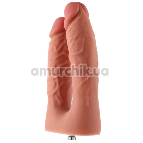 Подвійний фалоімітатор-насадка Hismith Silicone Double Penetrator Dildo 7.4, тілесний