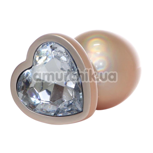 Анальная пробка с прозрачным кристаллом Exclusivity Jewellery Pearl Gold Heart Plug L, золотая