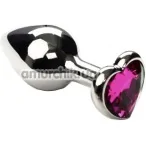Анальна пробка з рожевим кристалом SWAROVSKI Silver Heart Amethyst Small, срібна - Фото №1