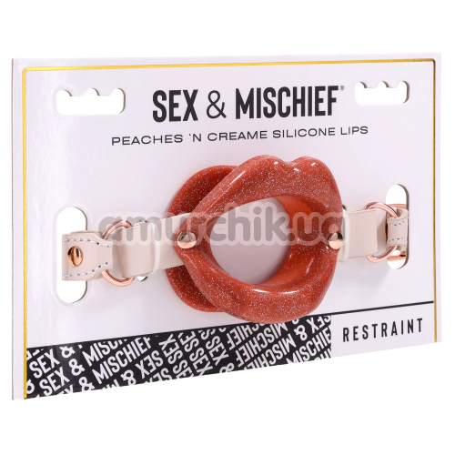 Кляп Sex & Mischief Peaches 'N CreaMe Silicone Lips, персиковый