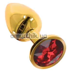 Анальная пробка с красным кристаллом Taboom Bondage In Luxury Butt Plug Diamond Jewel Small, золотая - Фото №1