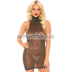 Сукня Leg Avenue Lurex High Neck Mini Dress, чорна - Фото №1