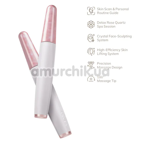 Ручка-масажер для обличчя Geske Rose Quartz Depuffing Pen 6 in 1, кремовий