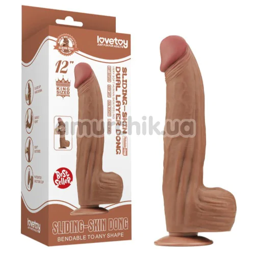 Фаллоимитатор Sliding-Skin Dual Layer Dong King Sized 12, светло-коричневый