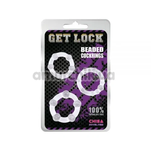 Набор из 3 эрекционных колец Get Lock Beaded Cockrings, прозрачный