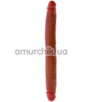 Двокінцевий фалоімітатор Get Real Foreskin Doubledong 35 cm, коричневий - Фото №1