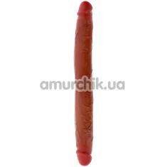 Двокінцевий фалоімітатор Get Real Foreskin Doubledong 35 cm, коричневий - Фото №1
