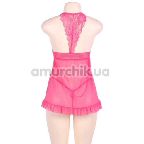 Комплект Star Night Elegante Babydoll, рожевий: пеньюар + трусики-стрінги