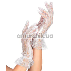 Рукавички Leg Avenue Floral Lace Short Gloves, білі - Фото №1