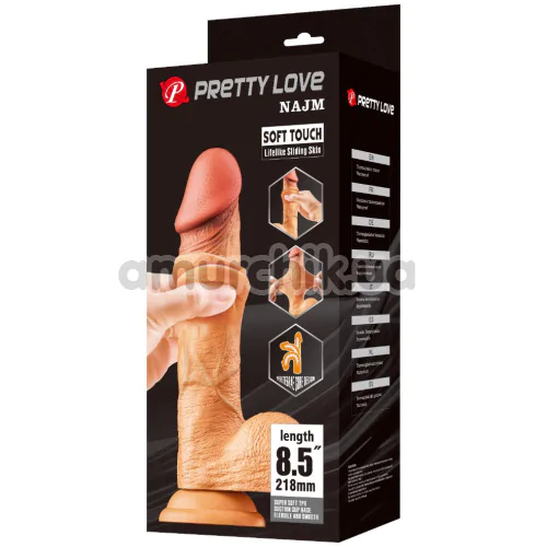 Фалоімітатор Pretty Love Sliding Skin Najm 8.5, тілесний