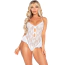 Боди Leg Avenue Lace Floral Lace Halter Teddy With Flutter Accent, белое - Фото №1