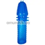 Насадка - удлинитель члена Super Stretch Silicone Sleeve, голубая - Фото №1