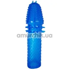 Насадка - подовжувач члена Super Stretch Silicone Sleeve, блакитна - Фото №1