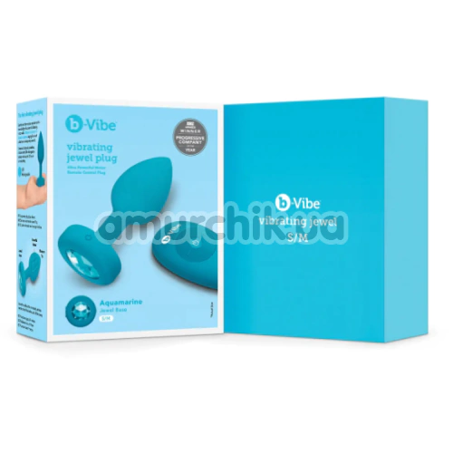Анальная пробка с вибрацией B-Vibe Vibrating Jewel Plug S/M, бирюзовая