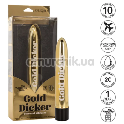 Вибратор Naughty Bits Gold Dicker, золотой