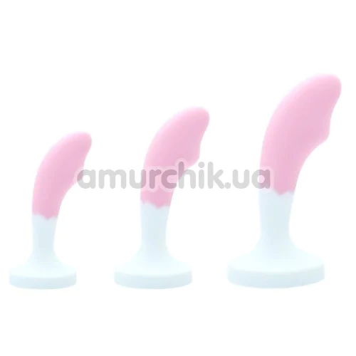 Анальна пробка з рожевим кристалом Diamond Anal Trainer Small, біло-рожева