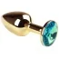 Анальна пробка з блакитним кристалом SWAROVSKI Gold Sky Blue Small, золота