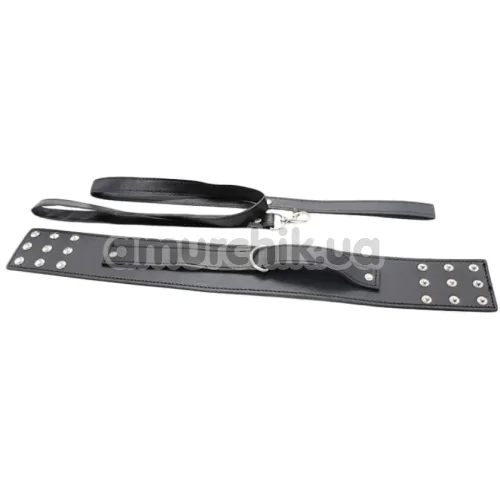 Ошейник с поводком DS Fetish Wide Collar With Leash, черный