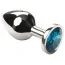 Анальная пробка с голубым кристаллом SWAROVSKI Silver Light Blue Middle, серебряная