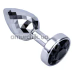 Анальна пробка з чорним кристалом Seamless Butt Plug Starting Small, срібна - Фото №1