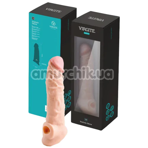 Насадка на пеніс Virgite Sleeves Realistic Sleeve Penis Sheath S8, тілесна