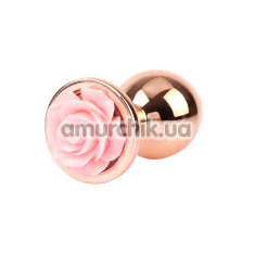 Анальная пробка с розовой розой Matrix Mont Spark Rose Anal Plug M, золотая - Фото №1