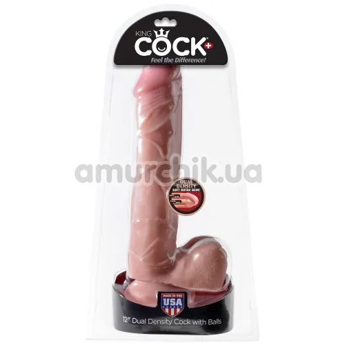 Фалоімітатор King Cock Plus Dual Density With Balls, 30.5 см тілесний